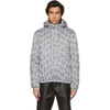 GIVENCHY GREY ALLOVER REFRACTED LOGO THERMO-QUILTED WINDBREAKER JACKET