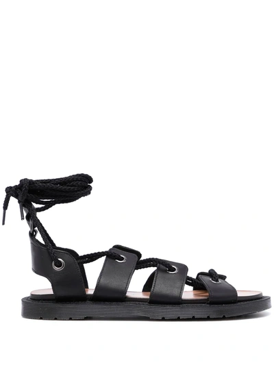 Dr. Martens' Lace-up Gladiator Sandals In Black