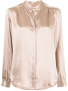 L Agence Bianca Band Collar Blouse In Neutrals