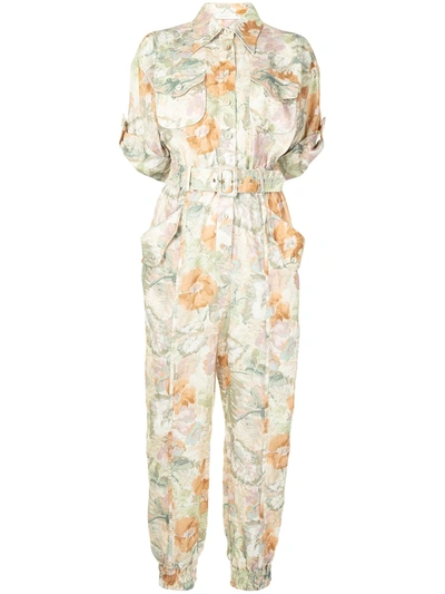 Zimmermann Floral Print Jumpsuit In Green