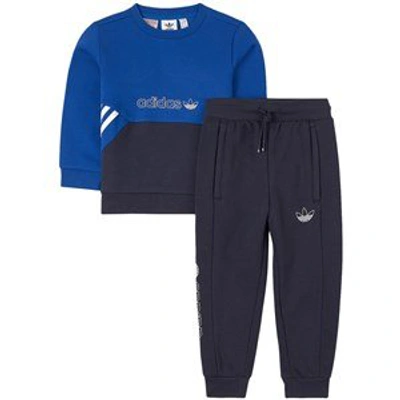 Adidas Originals Kids'  Blue Logo Sweat Set In Black