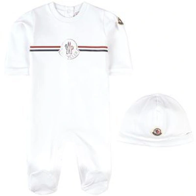 Moncler Babies'  2-piece White Branded Layette Set