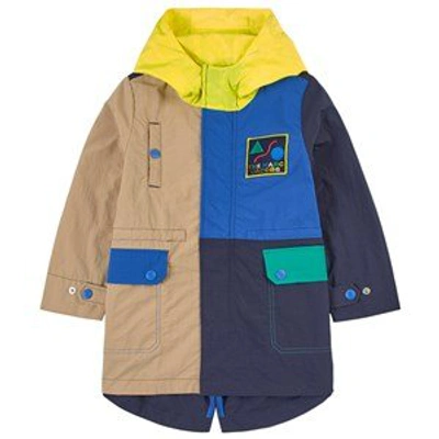 Marc Jacobs Kids' Colour-block Hooded Raincoat In Blue