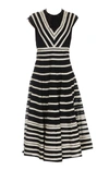 RED VALENTINO REDVALENTINO POINT D'ESPRIT STRIPED DRESS