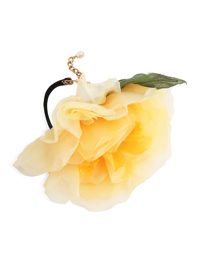 Dolce & Gabbana Flower Appliqué Tie In Yellow