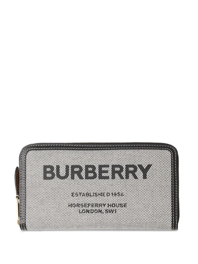 Burberry Horseferry-print Ziparound Wallet In Black