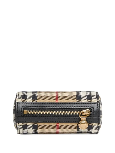 Burberry Vintage Check Cotton Barrel Bag Charm In Archive Beige