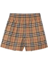 Burberry Marsett Icon Striped Silk Shorts In Neutrals