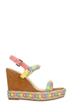 CHRISTIAN LOUBOUTIN PYRACLOU 110 WEDGES IN LEATHER colour SUEDE,11770593