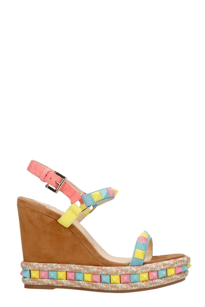 Christian Louboutin Women's Pyraclou Colourblock Suede Wedge Platform Sandals In Leather Colour