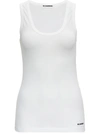 JIL SANDER WHITE COTTON TANK TOP WITH LOGO,JPPS707511WS248308100