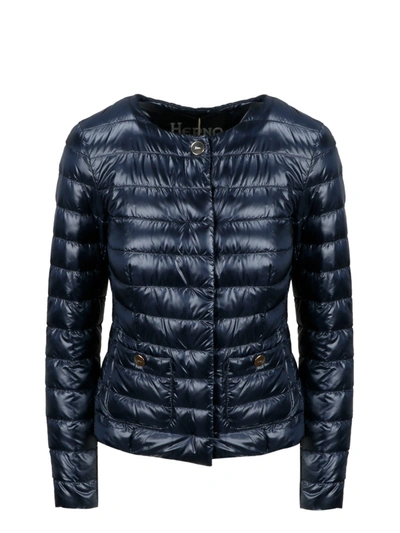 Herno Shiny Nylon Down Jacket In Blue