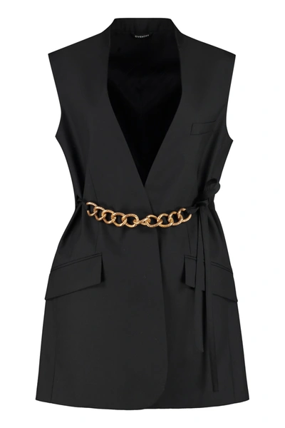 Givenchy Chain-link Belt Vest Jacket In Black