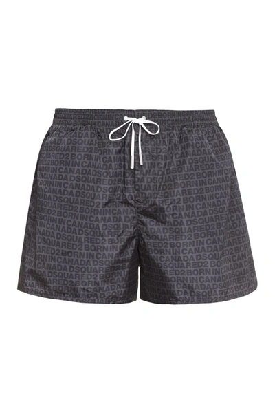 Dsquared2 Printed Swim Shorts In Grey