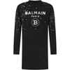 BALMAIN BLACK DRESS FOR GIRL WITH LOGO,6O1070 OB690 930