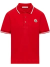 Moncler Kids' Cotton Piquet Polo Shirts In Red