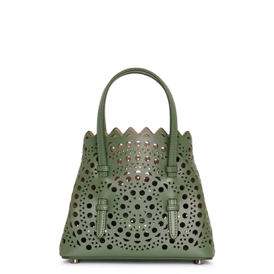 Alaïa Mina 16 Aloe Green Leather Tote Bag
