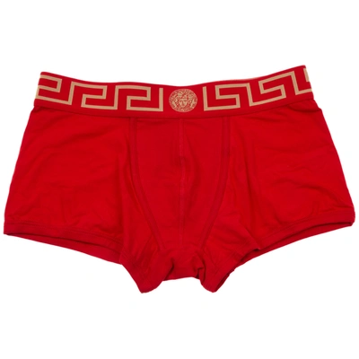 Versace Men's Cotton Underwear Boxer Shorts In Red