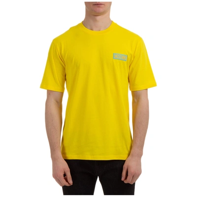Moschino Men's Short Sleeve T-shirt Crew Neckline Jumper Rubber Logo In Yellow