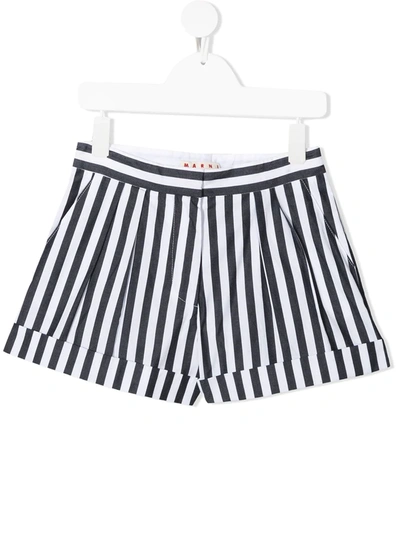 Marni Kids' Stripe-print Tailored Shorts In Blue
