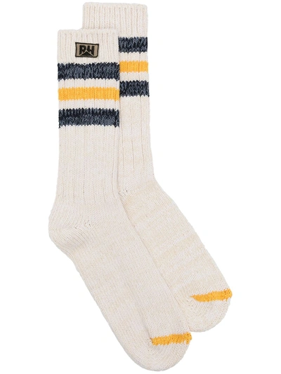 Rhude Striped Mountain Socks In Neutrals