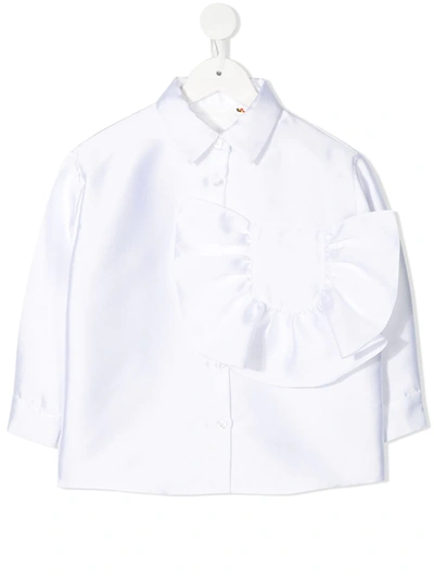 Caroline Bosmans Kids' Ruffle-embellished Poplin Shirt In White