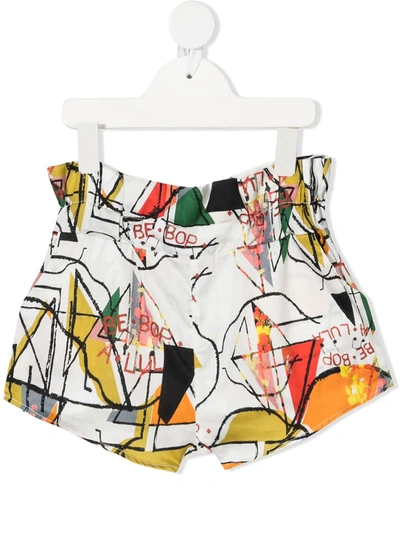 Wolf & Rita Kids' Graphic Print Paperbag Waist Shorts In White