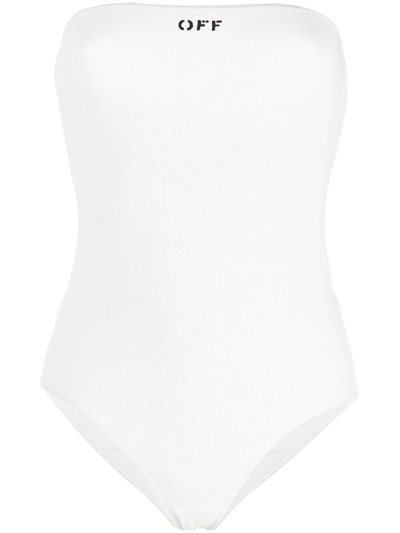 Off-white White Rib Strapless Bodysuit