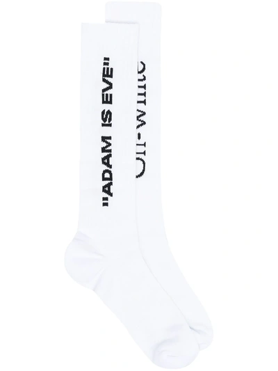 Off-white Adam Is Eve Logo Crew Socks In White