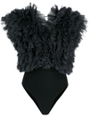 Alchemy X Lia Aram Ruffle Sleeveless Bodysuit In Grey