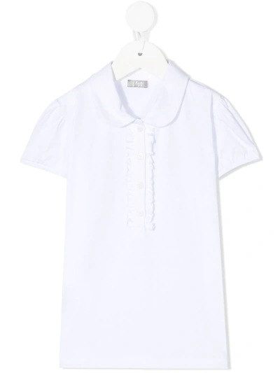 Il Gufo Kids' Ruffle Short-sleeve Polo Shirt In White
