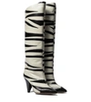 ISABEL MARANT LARZEE ZEBRA-APPLIQUÉ LEATHER KNEE-HIGH BOOTS,P00530126