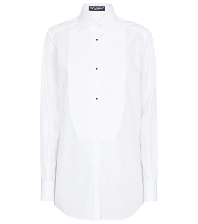 Dolce & Gabbana Slim-fit Cotton-poplin Tuxedo Shirt In White