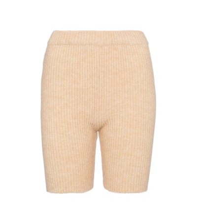 Nanushka Siu Ribbed-knit Biker Shorts In Beige