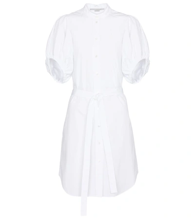 Stella Mccartney Anastasia Belted Organic Cotton-poplin Mini Shirt Dress In White