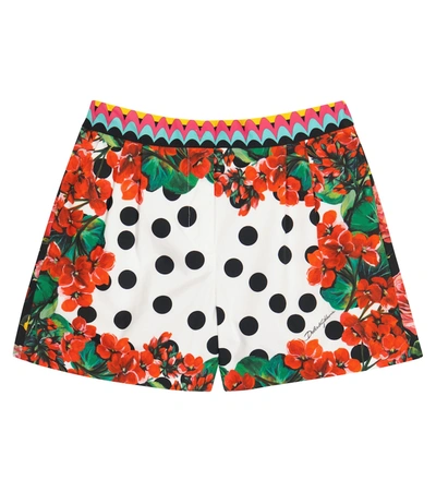 Dolce & Gabbana Printed Cotton Poplin Shorts In Multicoloured