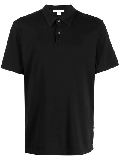 James Perse Sueded-jersey Polo Shirt In Black