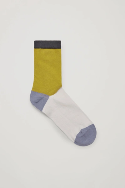 Cos Colour-block Socks In Yellow