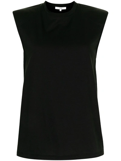 Tibi Sleeveless Cotton Tank Top In Black