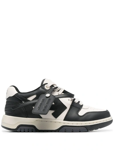 Off-white Out Of Office Bicolor Low-top Leather Sneakers In Black