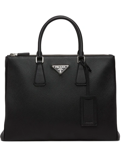 Prada Saffiano Tote Bag In Black