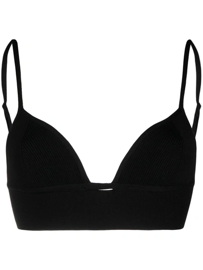 Jonathan Simkhai Ribbed-knit Moulded-cup Bra In Faded Black