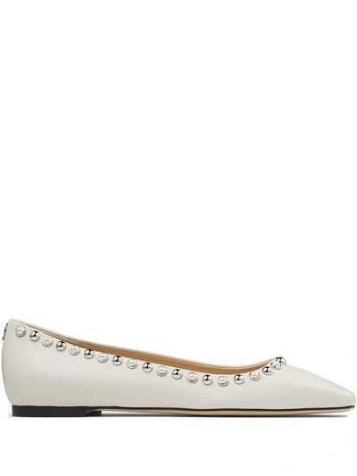 Jimmy Choo Mirele Pearl-embellished Ballerina Shoes In Neutrals