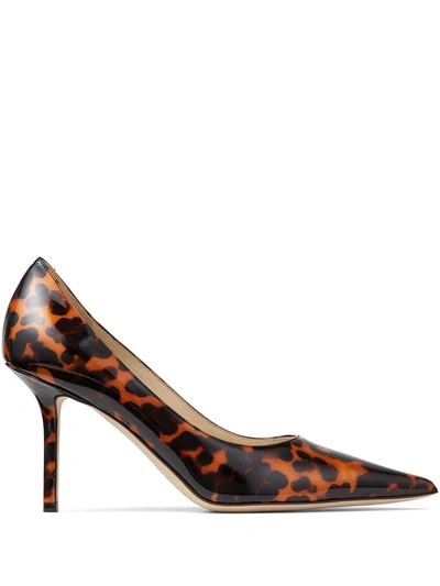 Jimmy Choo Love 85 Tortoiseshell-effect Patent-leather Pumps In Schwarz