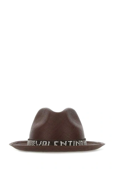 Valentino Garavani Valentino X Borsalino Logo Embellished Fedora Hat In Brown