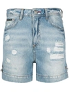Philipp Plein Iconic Pins Denim Shorts In Blue