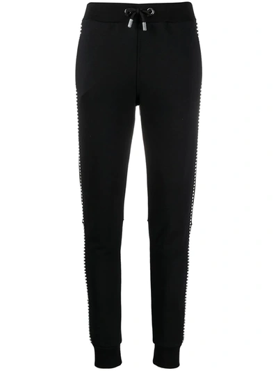 Philipp Plein Crystal Embellished Track Trousers In Black