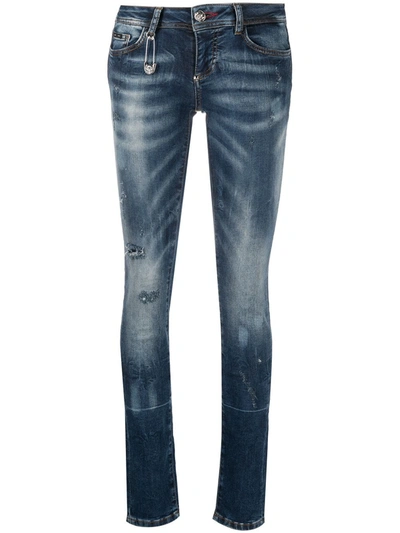 Philipp Plein Pins Iconic Slim Fit Jeans In Blue