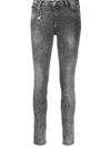 Philipp Plein High-waisted Cotton Jeggings In Grey
