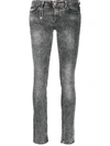 Philipp Plein High-waisted Cotton Jeggings In Grey